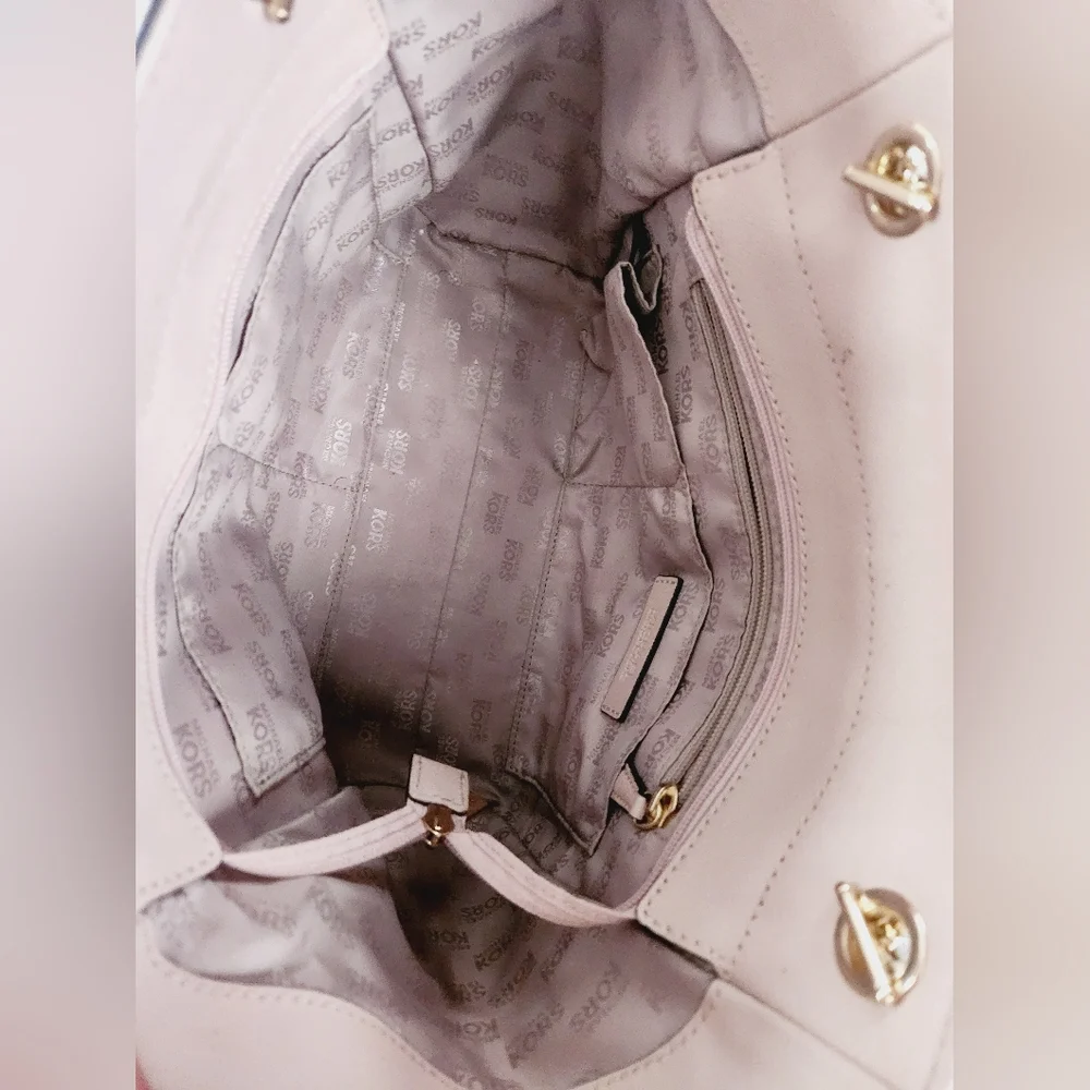 MICHAEL KORS Jet Set Travel Leather Ballet Blush LG Chain Shoulder Tote Bag